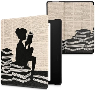 Pouzdro KW Mobile - Girl And Books - KW4941734 - pro Amazon Kindle Oasis 2 / 3 - vícebarevné