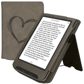 Pouzdro KW Mobile - Brushed Heart - 23SF002C - pro Pocketbook 629 Verse / 634 Verse Pro / Color - šedé