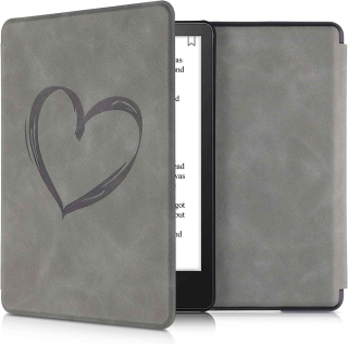 Pouzdro KW Mobile - Brushed Heart - KW5625703 - pro Amazon Kindle Paperwhite 5 (2021) - šedé