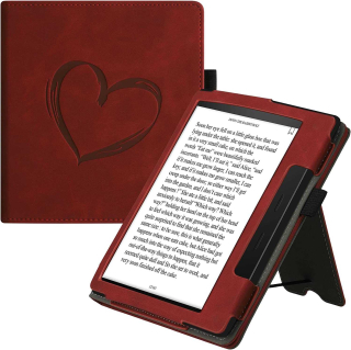 Pouzdro KW Mobile - Nubuck Brushed Heart - KW5939301 - pro Amazon Kindle Oasis 2/3 - Dark Red