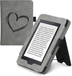 Pouzdro KW Mobile - Brushed Heart - KW5567501 - pro Amazon Kindle Paperwhite 1/2/3 - šedé