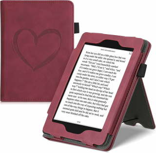 Pouzdro KW Mobile - Nubuck Brushed Heart - KW5022204 - pro Amazon Kindle Paperwhite 4 (2018) - Dark Red